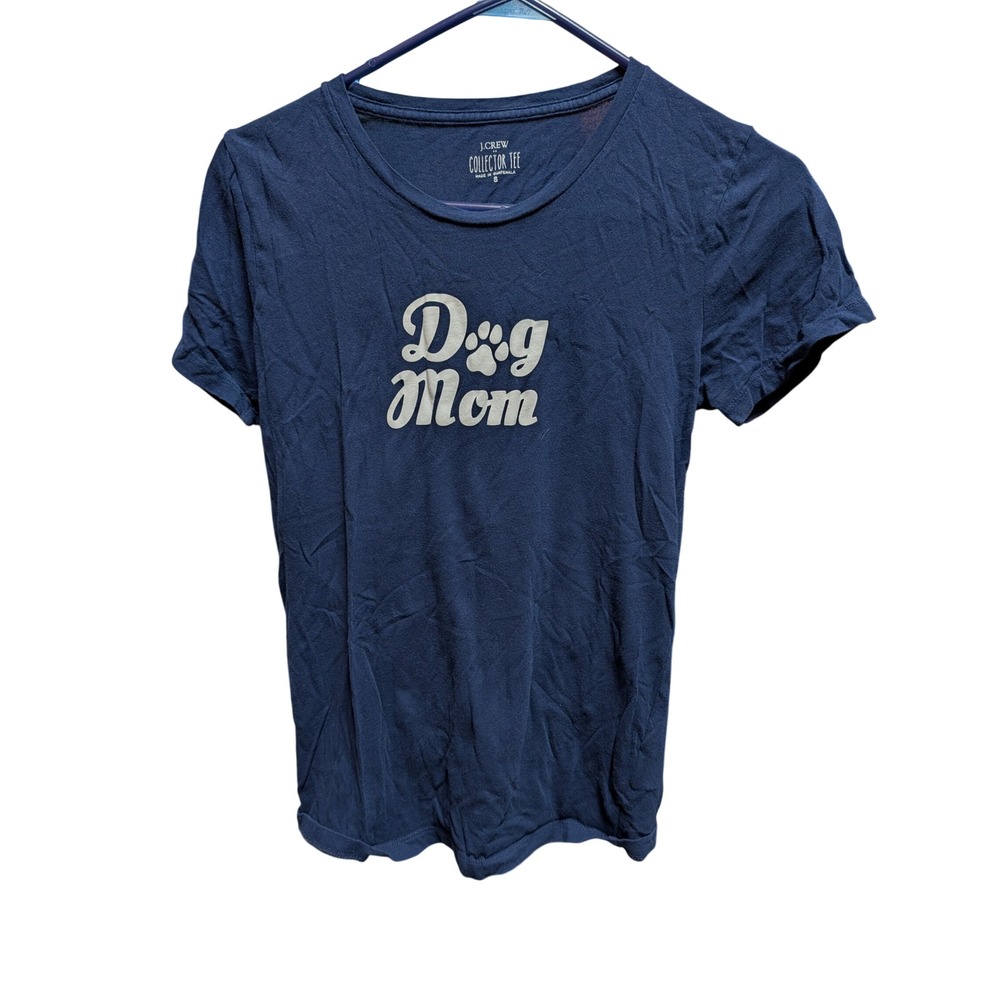 J.Crew Dog Mom Graphic Tee Women Small Navy Blue Excellent Short Sleeve Cotton